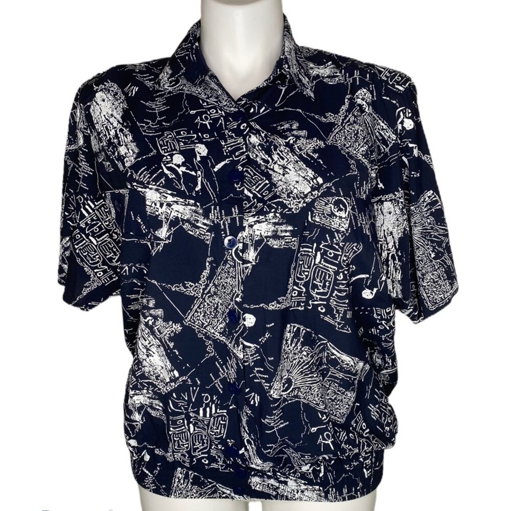 Maja blue and white map dolman sleeve top